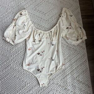 Free People Floral Cream Women's Bodysuit
